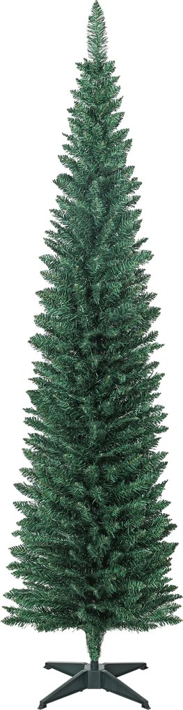 HOMCOM Brad de Crăciun artificial Slim 210 cm cu 401 ramuri, model brad, bază din plastic, verde | Aosom Romania