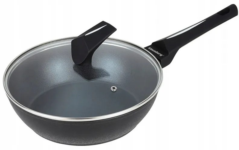 Tigaie adâncă Klausberg KB 7692, 28 cm, acoperire marmorată, compatibilă cu plitele cu inducție, negru