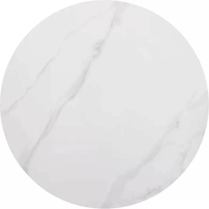Masa rotunda de dining RION 90 cm cu blat din ceramica, marmura alba
