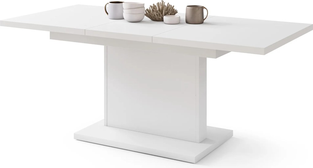 Mazzoni ASTON MINI Alb Mat - MĂSUȚĂ DE CAFEA MODERNĂ EXTENSIBILĂ REGLABILĂ PE ÎNĂLȚIME MASĂ TRANSFORMABILĂ