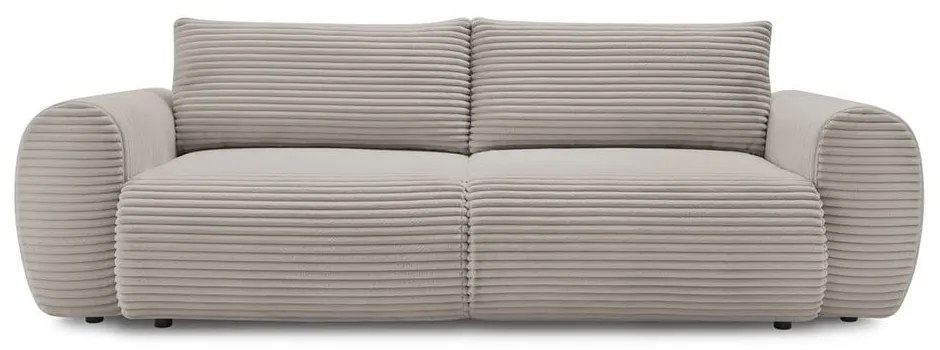 Canapea gri deschis/bej extensibilă cu tapițerie din catifea reiată 257 cm Lucien – Bobochic Paris