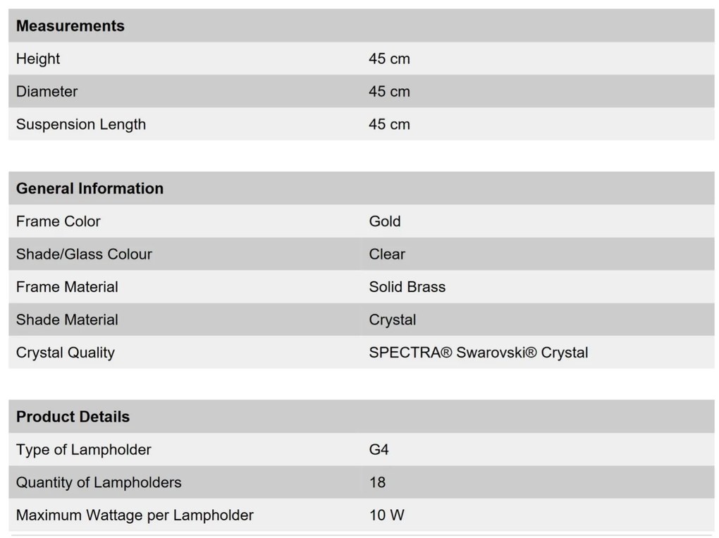 Lustra cristal Swarovski Spectra design modern de lux GALAXY 24K 18L auriu