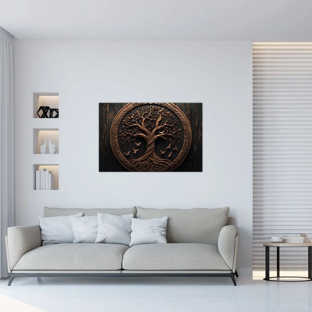 Tablou – Arborele vieții din lemn (90x60 cm)