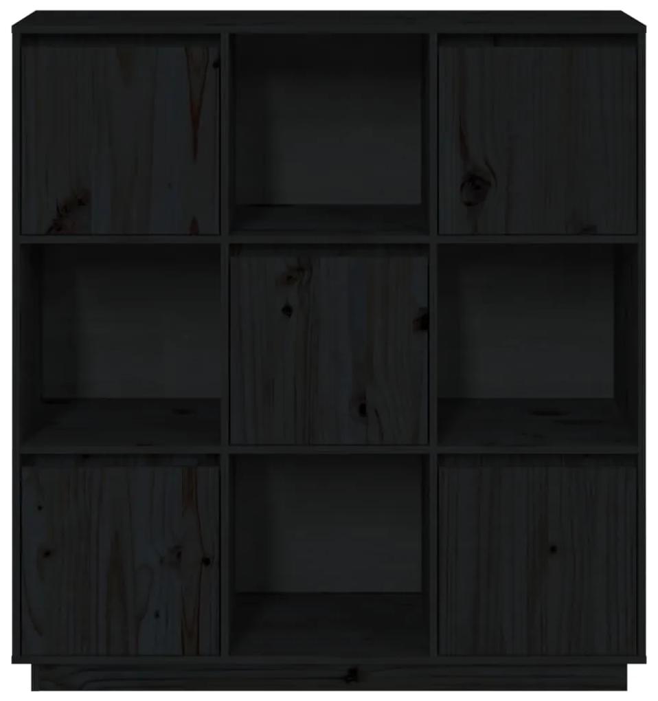Dulap inalt, negru, 110,5x35x117 cm, lemn masiv de pin 1, Negru