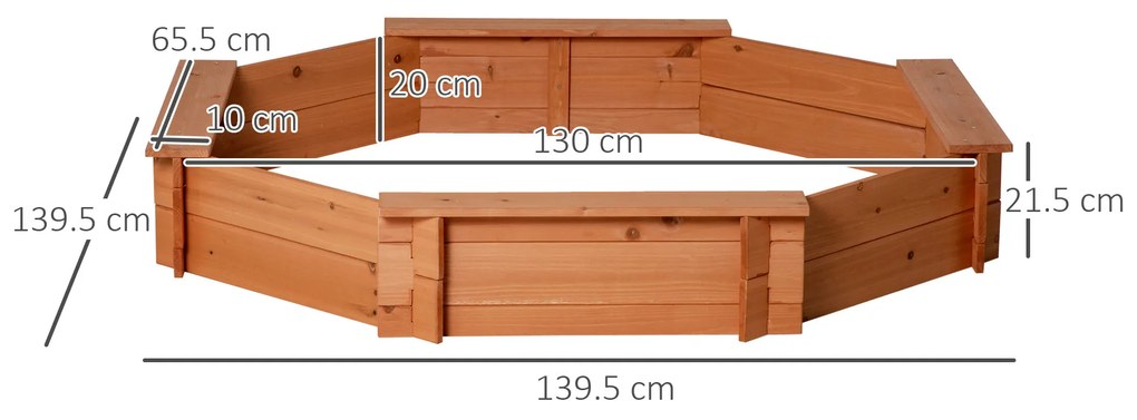 Outsunny Ladă de Nisip din Lem cu Scaune și Copertină, Joc de Grădină pentru Copii 3-8 Ani, 139.5x139.5x21.5 cm, Roșu | Aosom Romania