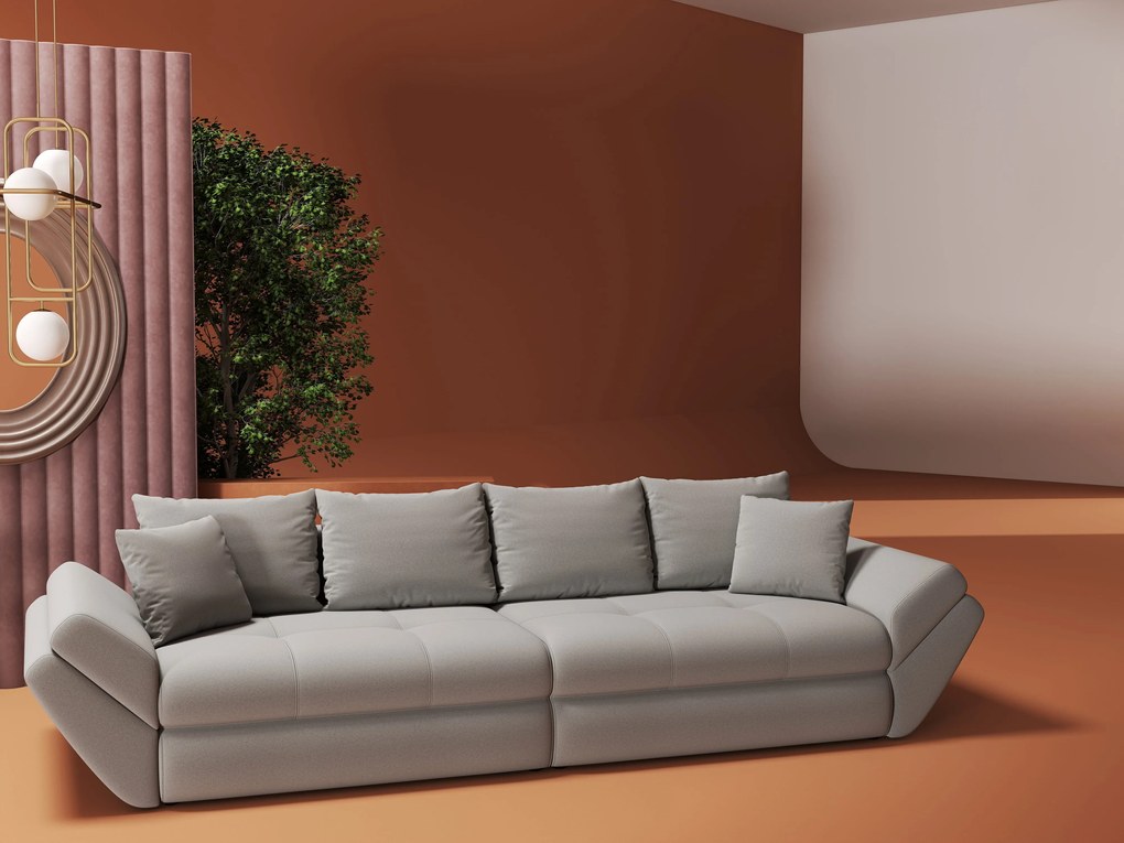 Canapea extensibilă dumonde cu ladă de depozitare si sezut confortabil din spuma high-density, Loana Royal Gri 300x100 cm