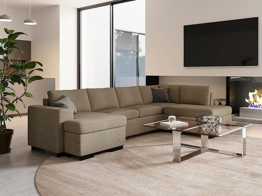 Colțar Scandinavian Choice B107Beige, 296x201x84cm, Picioare: Lemn