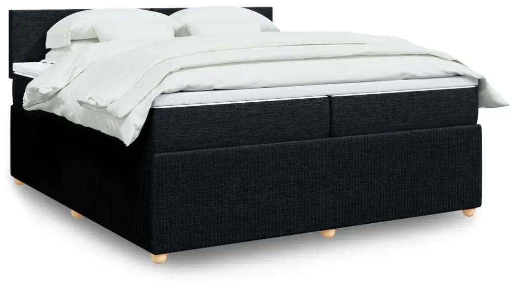 3287558 vidaXL Pat box spring cu saltea, negru, 200x200 cm, textil