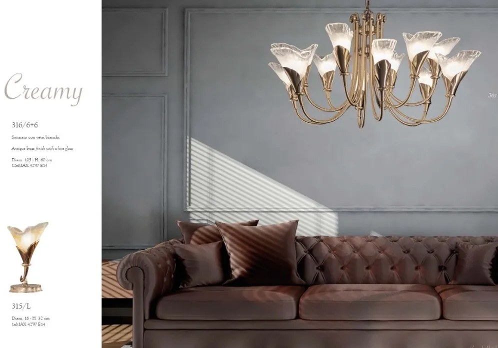 Candelabru 5 brate LUX design clasic realizat manual 316 Creamy