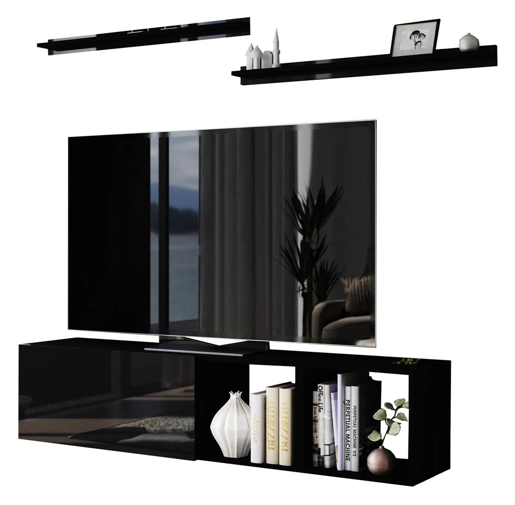Mobilier living Berny 17 (negru + negru lucios). 1035425