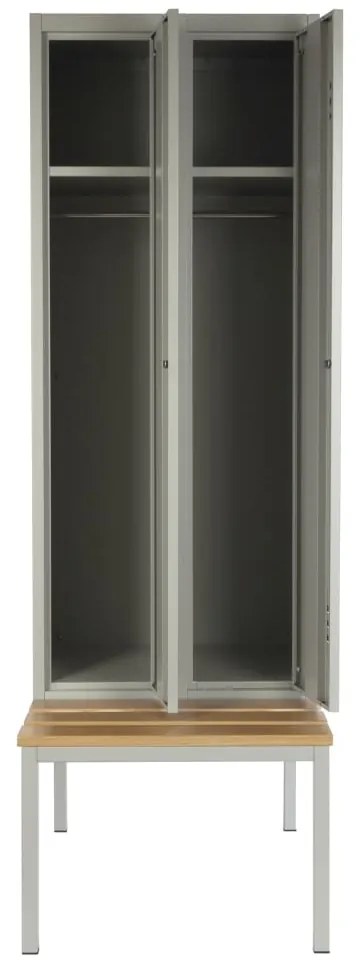 Dulap metalic cu bancă, 60 x 85 x 185 cm, închidere cilindră, gri - RAL 7035