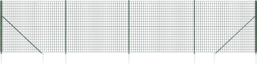 vidaXL Gard plasă de sârmă cu țăruși de fixare, verde, 2x10 m