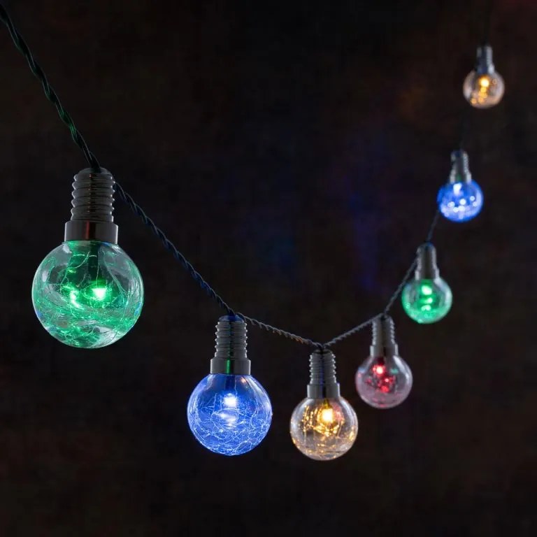 Lanț de lumini solare 10 LED-uri, 345 cm, alb cald/culoare