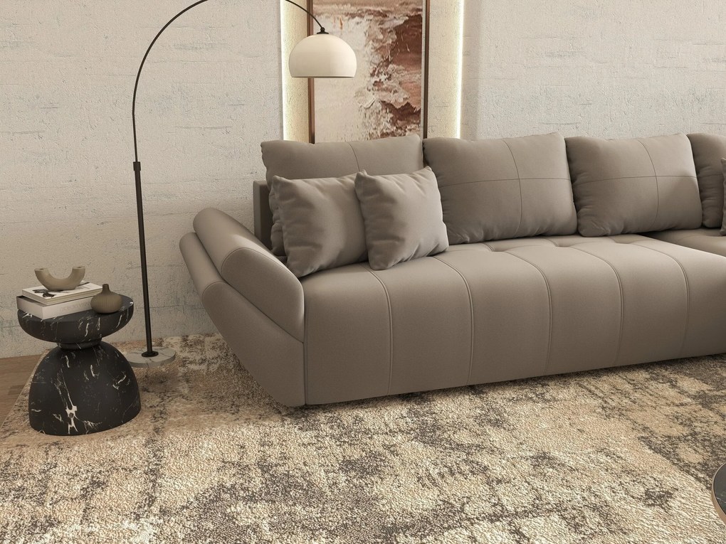 Colțar extensibil dumonde cu ladă de depozitare si sezut confortabil din spuma high-density, Berlin XL Royal Gri 350x185 cm II