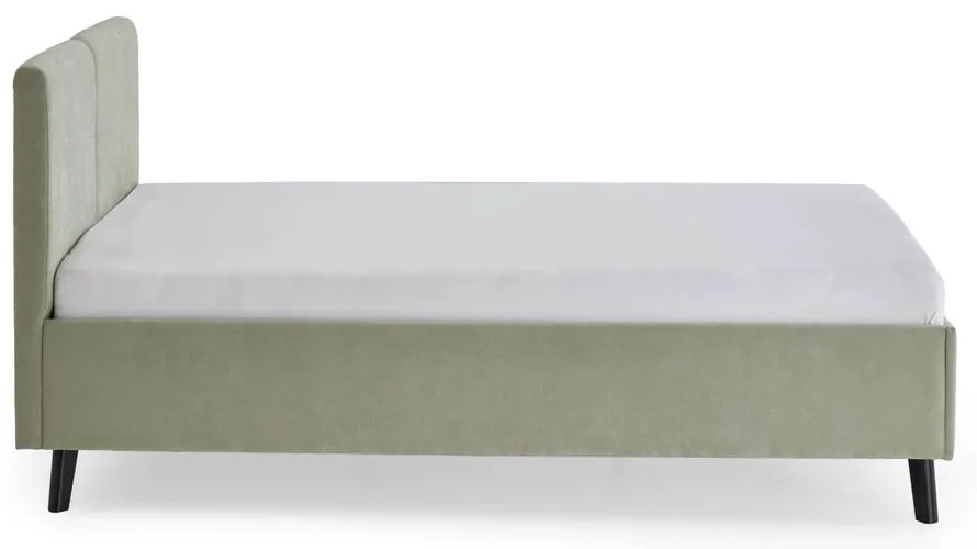 Pat matrimonial verde deschis tapițat cu somieră 140x200 cm Piano – Meise Möbel