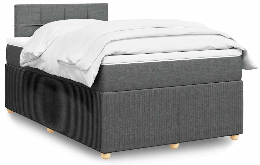 vidaXL Pat box spring cu saltea, gri închis, 120x190 cm, textil