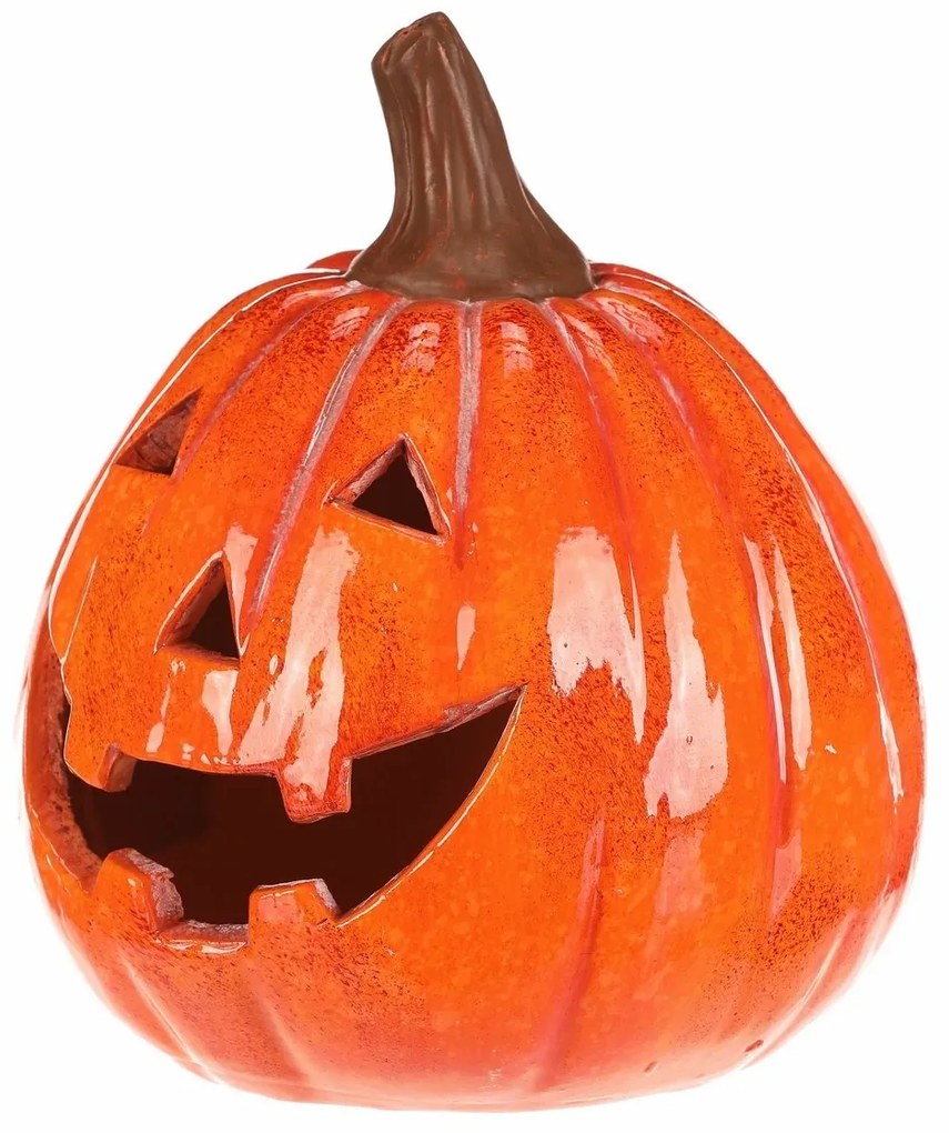 Decorațiune LED de toamnă Dovleac cu față, 14 x 13x 16 cm, ceramică