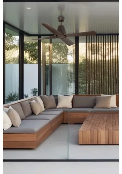 Ventilator de tavan FARO 33490 TYPHOON IP44 maro + telecomandă