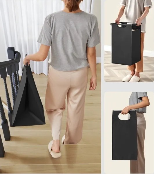 Coș pentru rufe REX, maro/negru