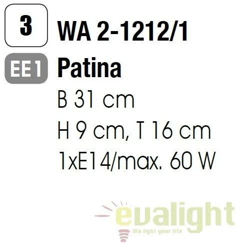 Aplica perete stil clasic Aida WA 2-1212/1 Patina OR
