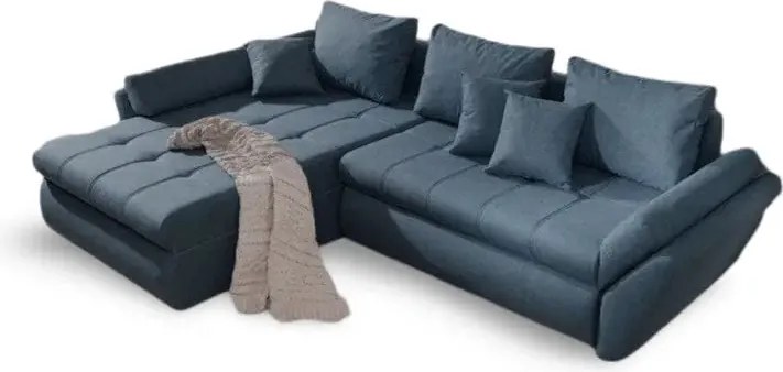 Colțar extensibil dumonde cu ladă de depozitare si sezut confortabil din spuma high-density, Loana Enjoy Blue 270x185 cm