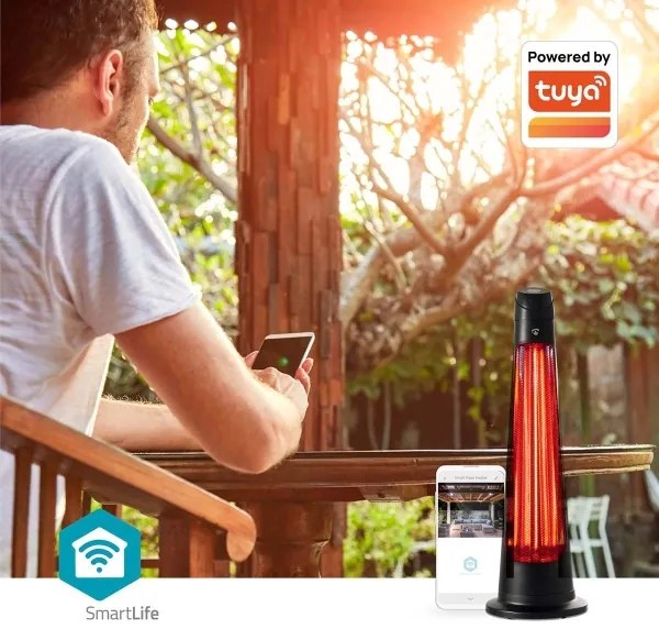 Element de încălzire de exterior Nedis HTPA21BKW SmartLife 600/1200W/230V Wi-Fi Tuya IP24