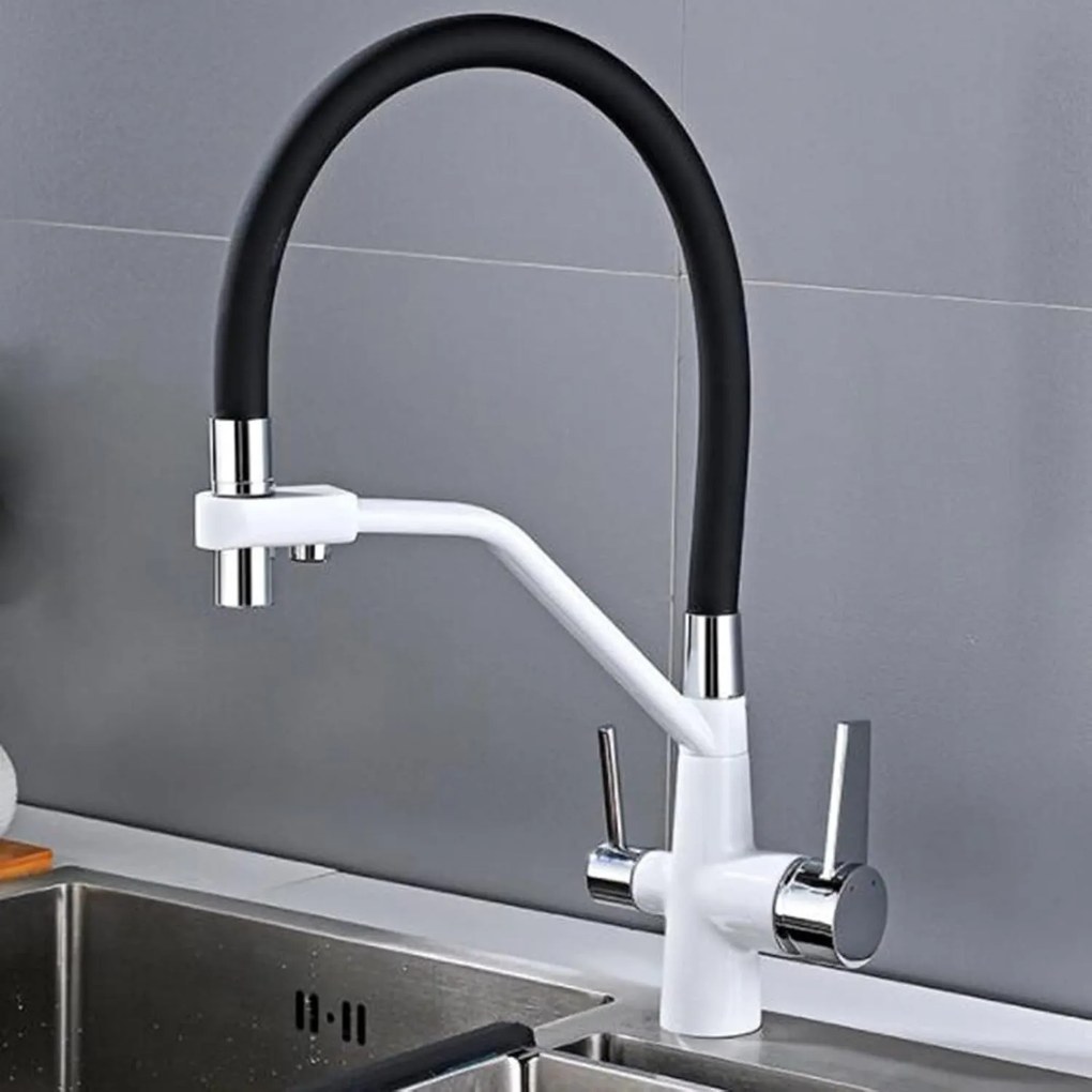 Baterie de Bucătărie Alb Model OD/2072 – Design Simplu și Elegant pentru Orice Bucătărie Modernă