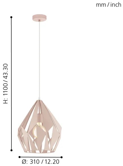 EGLO 49024 - Lustră pe cablu CARLTON-P 1xE27/60W/230V