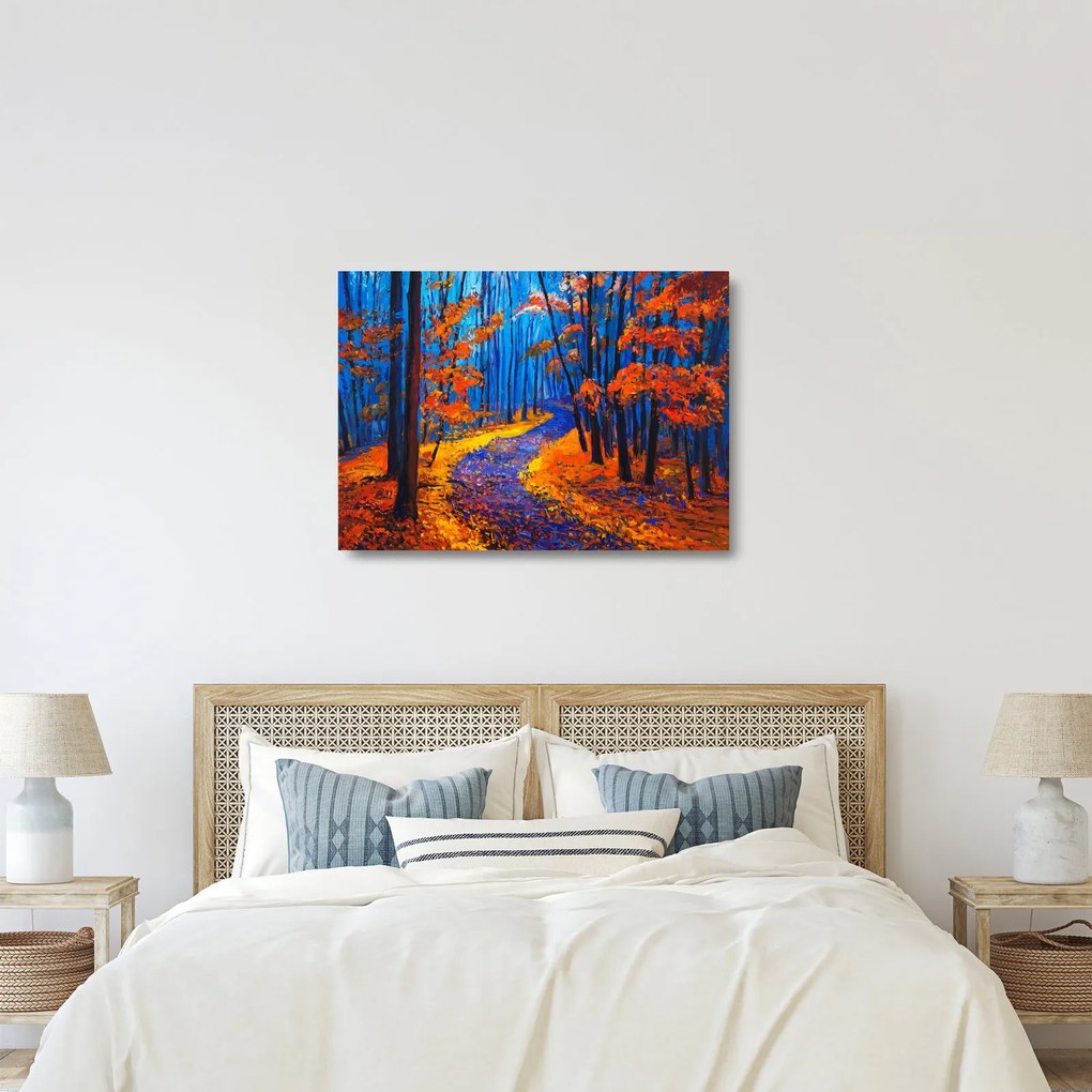 Tablou pe sticlă - Pădurea toamna (70x50 cm)