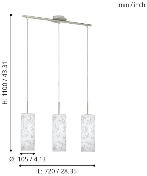 EGLO 90048 - Lustra AMADORA 3xE27/60W