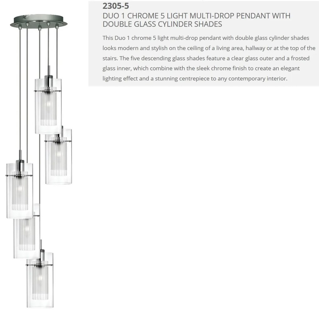 Lustra suspendata design modern Duo 5L crom 2305-5 SRT