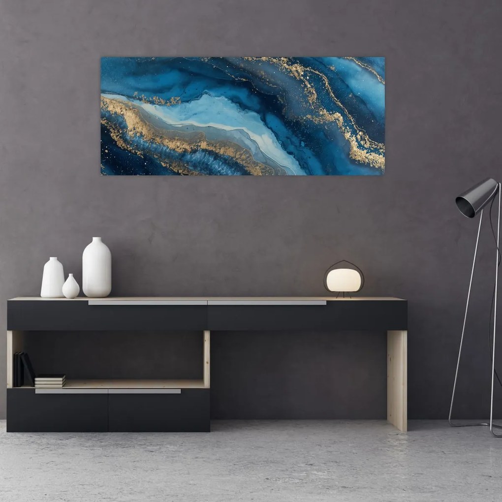 Tablou - Abstracție marmură albastră (120x50 cm)