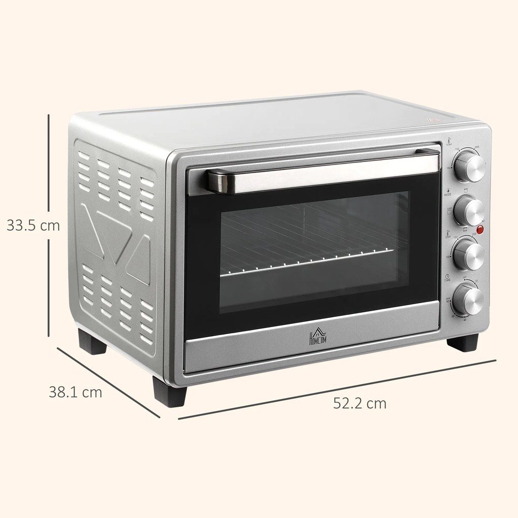 HOMCOM Mini Cuptor Electric 32L – Temperatură Reglabilă, Cronometru, 3 Moduri de Gătit | Aosom Romania