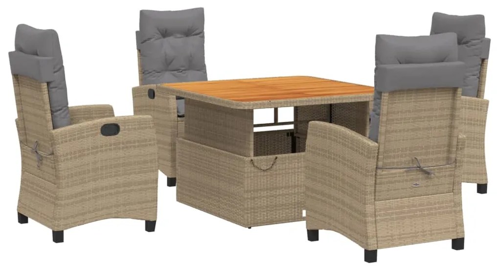 3277425 vidaXL Set mobilier de grădină cu perne, 5 piese, bej, poliratan