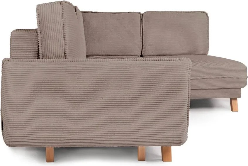Colțar taupe extensibil/cu spațiu de depozitare cu tapițerie din catifea reiată (cu colț pe partea stângă/în formă de ”L”) Tori – Bonami Selection