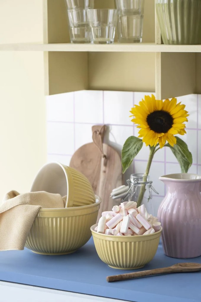IB Laursen Boluri ceramice galbene MYNTE LEMONADE, set 3 buc.