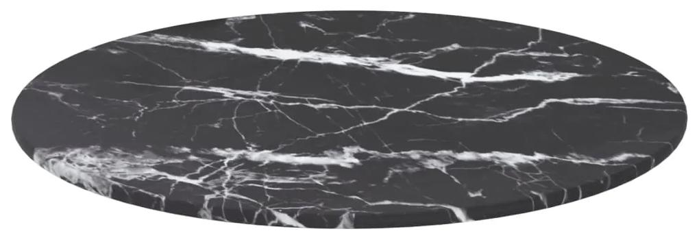 322262 vidaXL Blat masă negru Ø40x0,8 cm, sticlă securizată cu design marmură