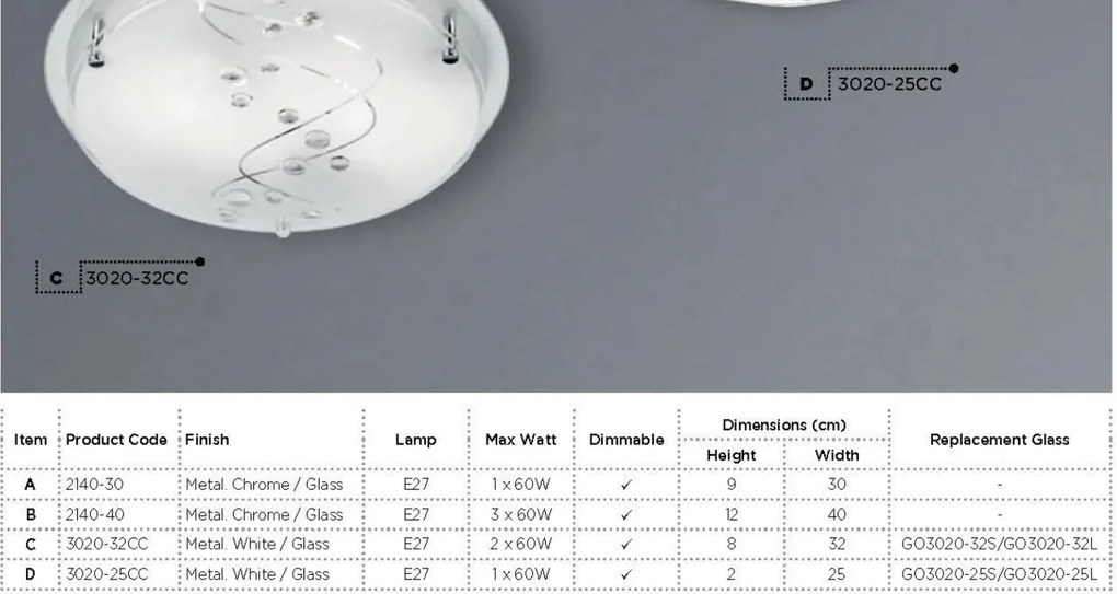Plafoniera design elegant 30cm Flush 2140-30 SRT