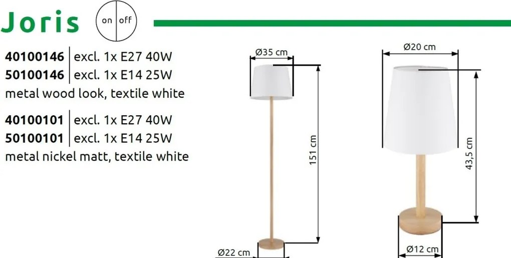 Lampa de masa metal nickel abajur textil alb JORIS