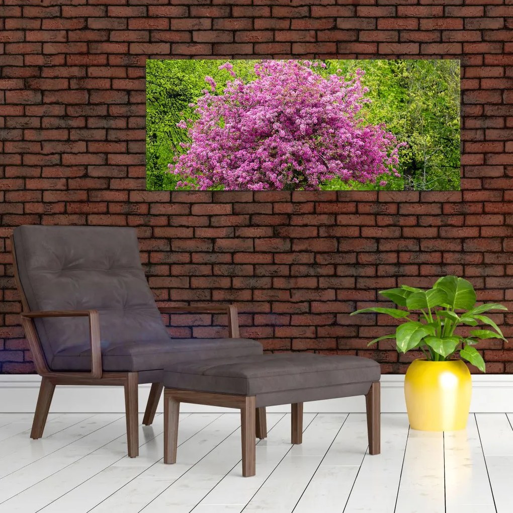 Tablou cu pom înflorit pe luncă (120x50 cm)