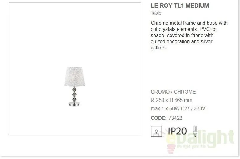 Veioza lampa de masa LE ROY TL1 MEDIUM 073422