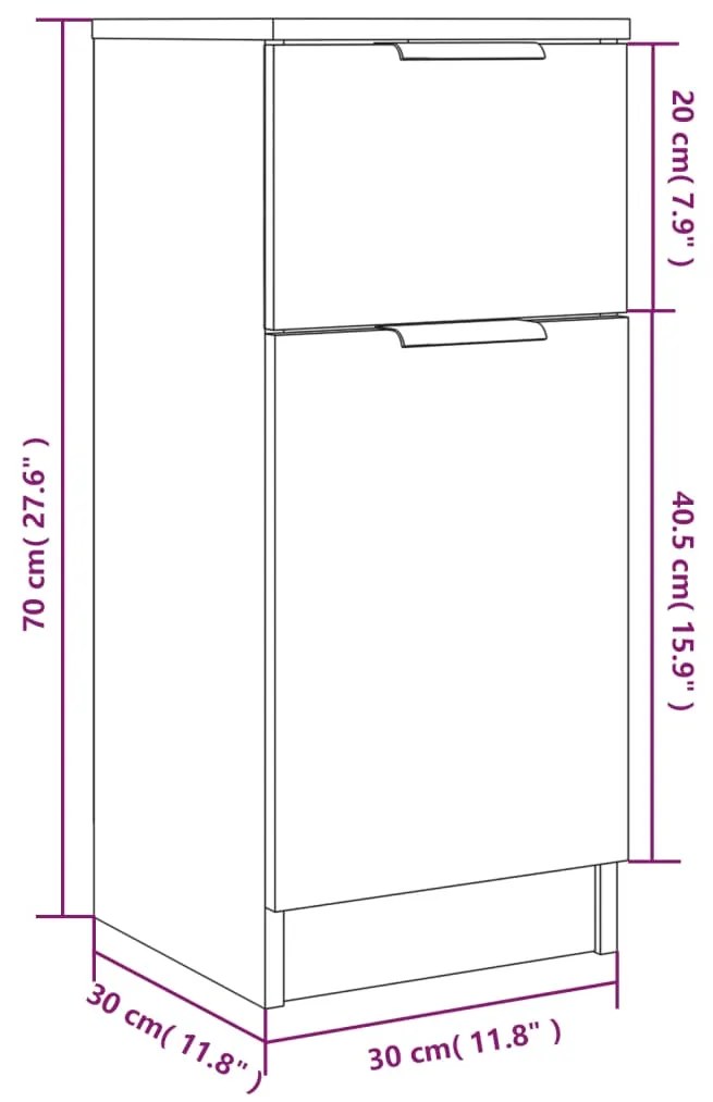 Servanta, stejar maro, 30x30x70 cm, lemn prelucrat 1, Stejar brun