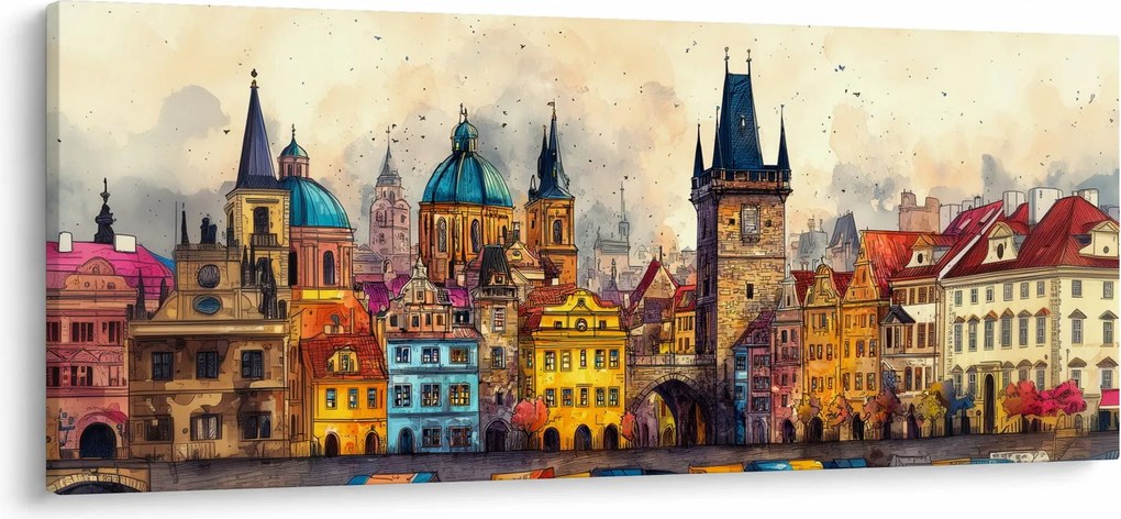 Tablou - Toamna în orașul pictat (120x50 cm)