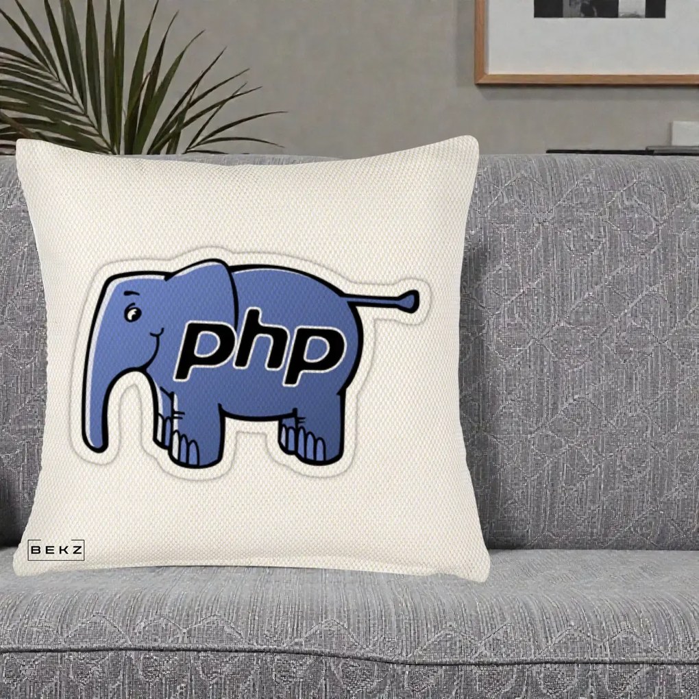 Perna Personalizata PHP Elephant, 40x40 cm, Crem Reliefat, Husa Detasabila, Perna Inclusa, BEKZ®
