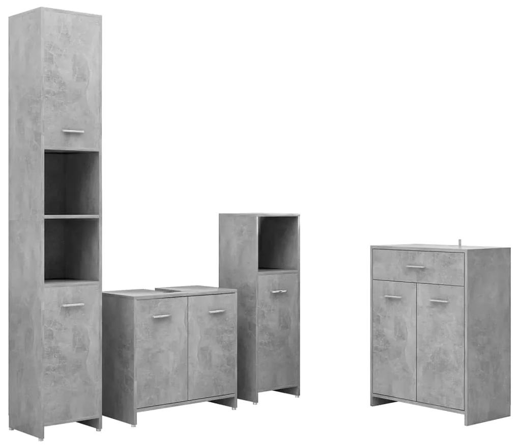 3071715 vidaXL Set mobilier baie, 4 piese, gri beton