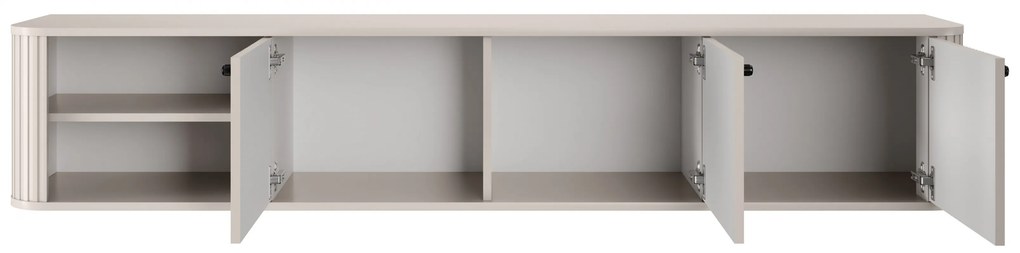 Comodă TV suspendată Vesper 187 cm cu 3 uși - cașmir / mânere negre