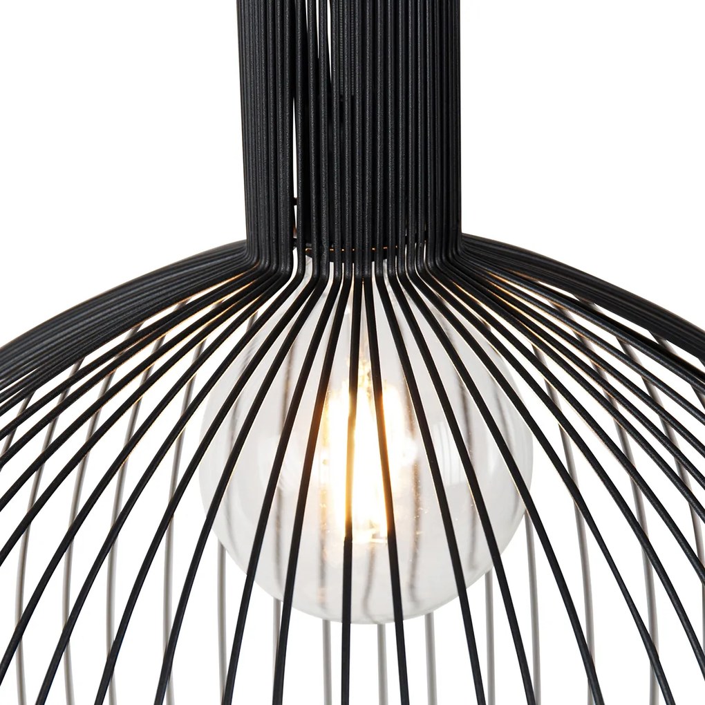 Lampă suspendată rotundă inteligentă neagră 50 cm incl. Wifi G95 - Dos