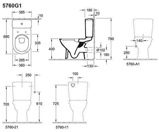 Rezervor monobloc, Villeroy &amp; Boch, O.Novo, pentru vas WC compact