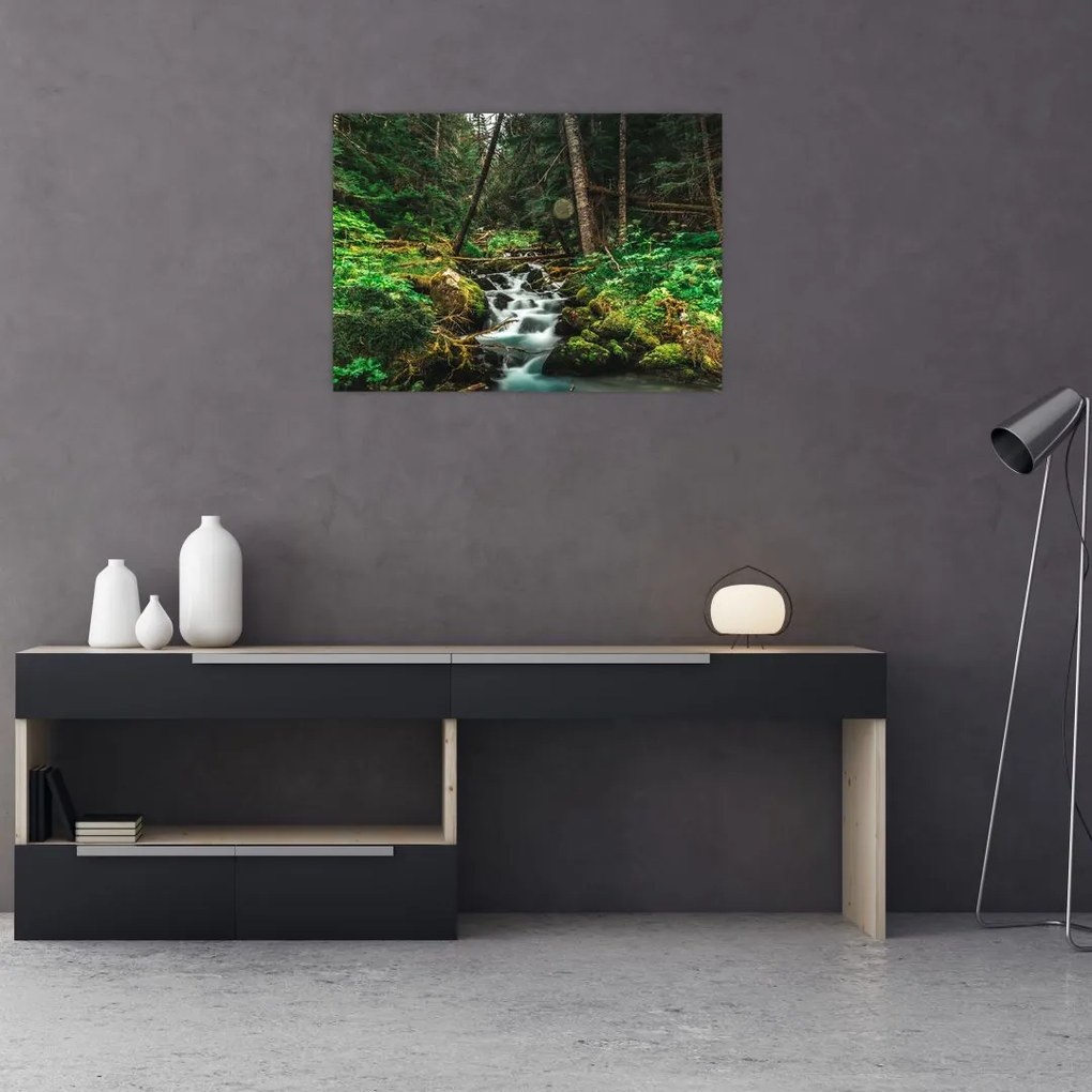 Tablou cu pârău în pădure (70x50 cm)