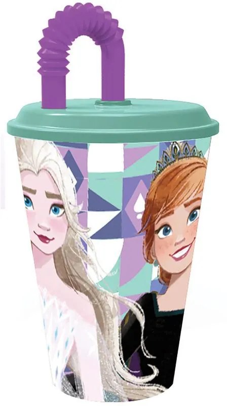 Disney Regatul de gheață Pahar cu pai Ice Magic, plastic 430 ml